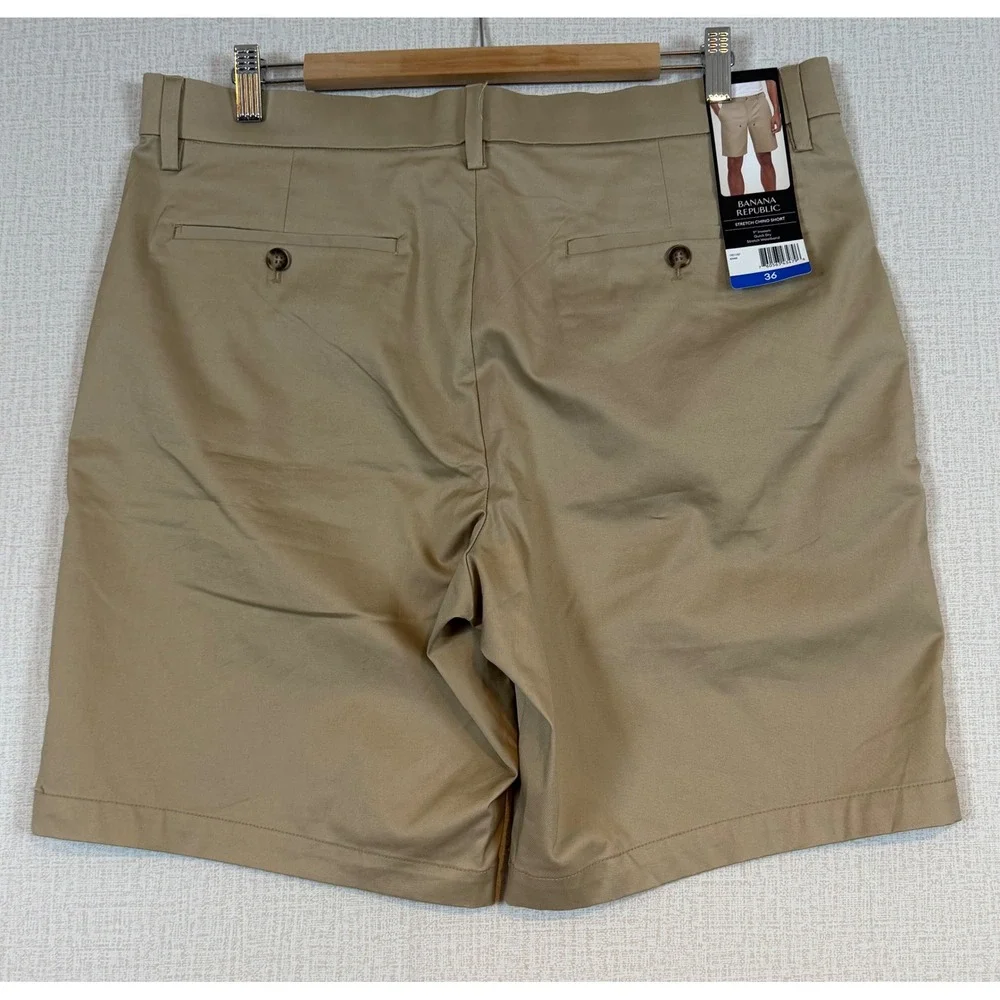 NWT Banana Republic Mens Khaki Stretch Chino Shorts 36 Quick Dry Preppy Golf
